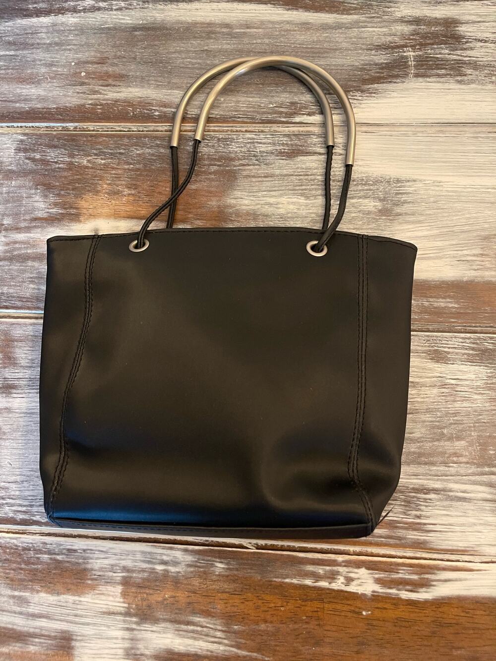 Borsani Black Handbag with Metal Accents on Strap